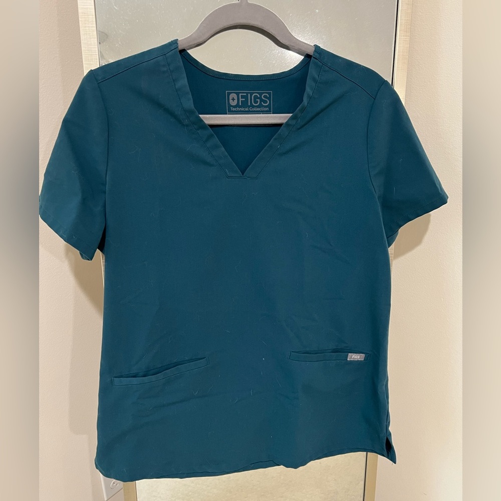Figs Women's Teal V-Neck Medical Scrub Top